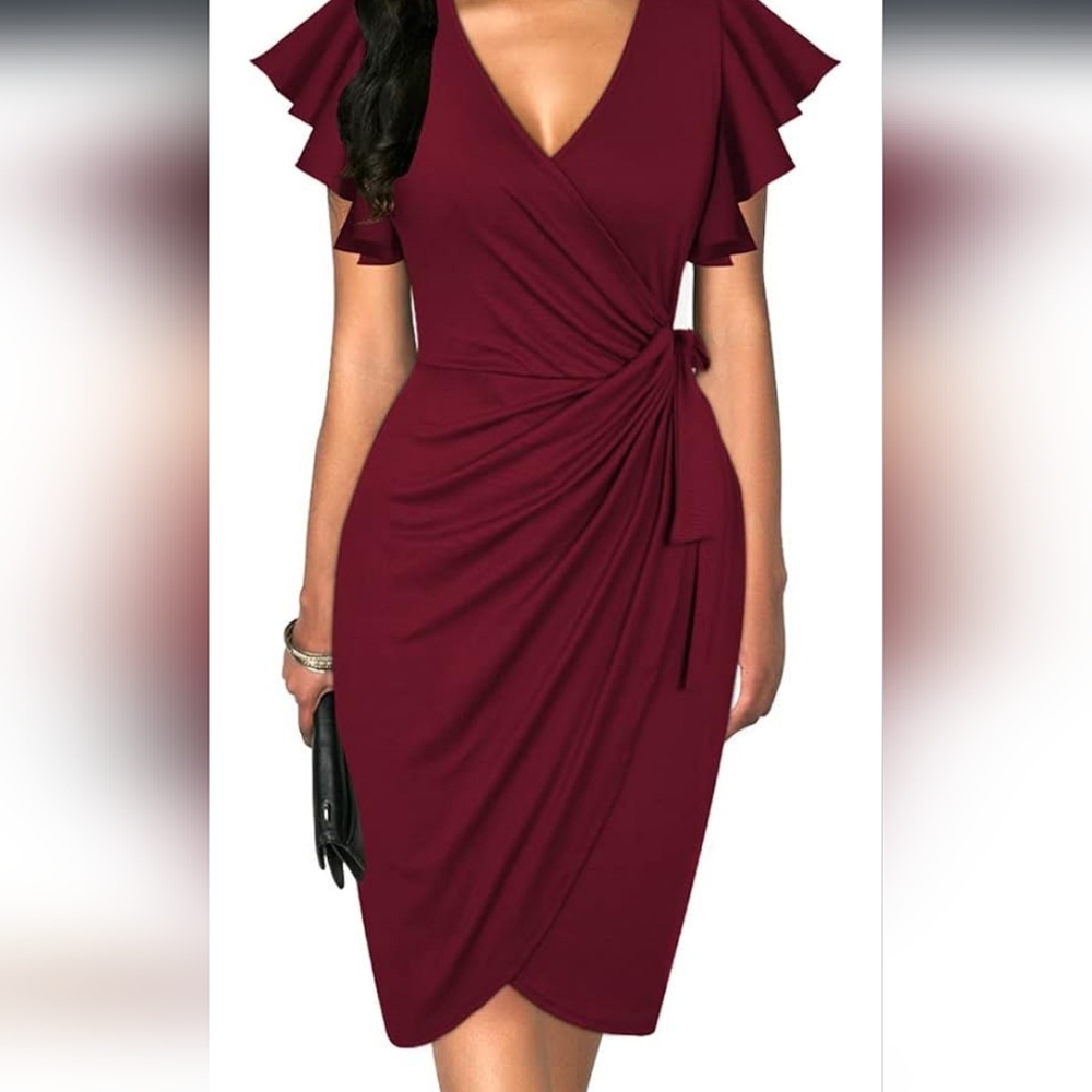 Dark red knee length dress